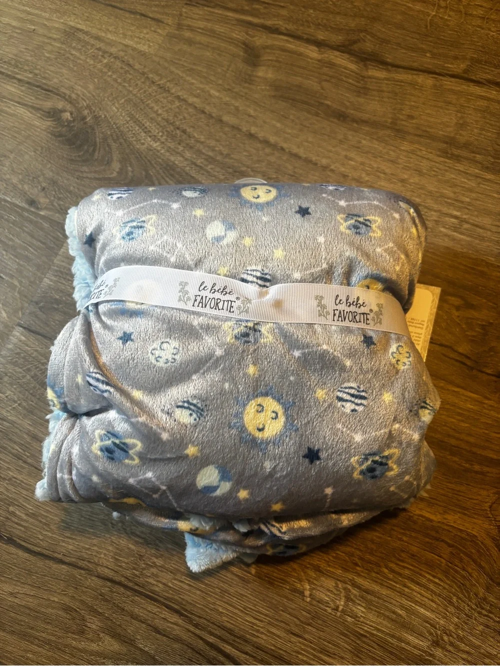Le Bébé Favorite Plush Baby Blanket with Bear Lovey - Light Blue